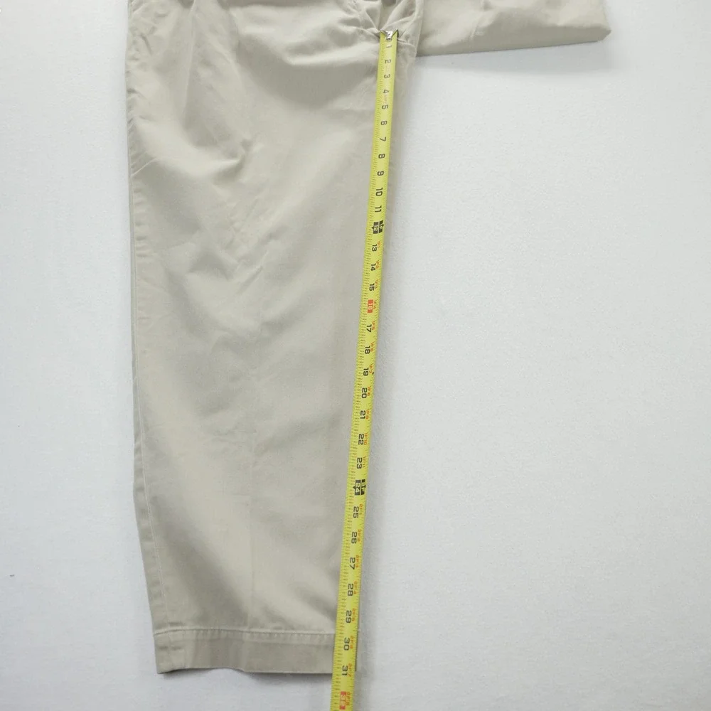 Polo Ralph Lauren Big Andrew Pant Mens 44x32 Tan Khaki Pleated Cotton Chinos